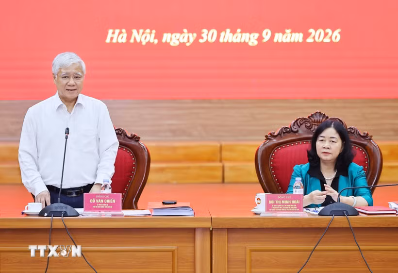 Đồng chí Đỗ Văn Chiến, Ủy viên Bộ Chính trị, Phó Chủ tịch Thường trực Quốc hội phát biểu chỉ đạo. (Ảnh: Minh Đức/TTXVN)