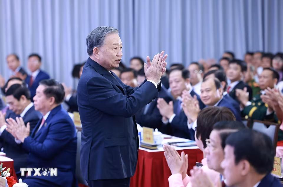 Tổng Bí thư Tô Lâm dự Lễ đón nhận Huân chương Hồ Chí Minh và kỷ niệm 80 năm Ngày truyền thống Thông tấn xã Việt Nam (15/9/1945 - 15/9/2025). (Ảnh: Dương Giang/TTXVN)