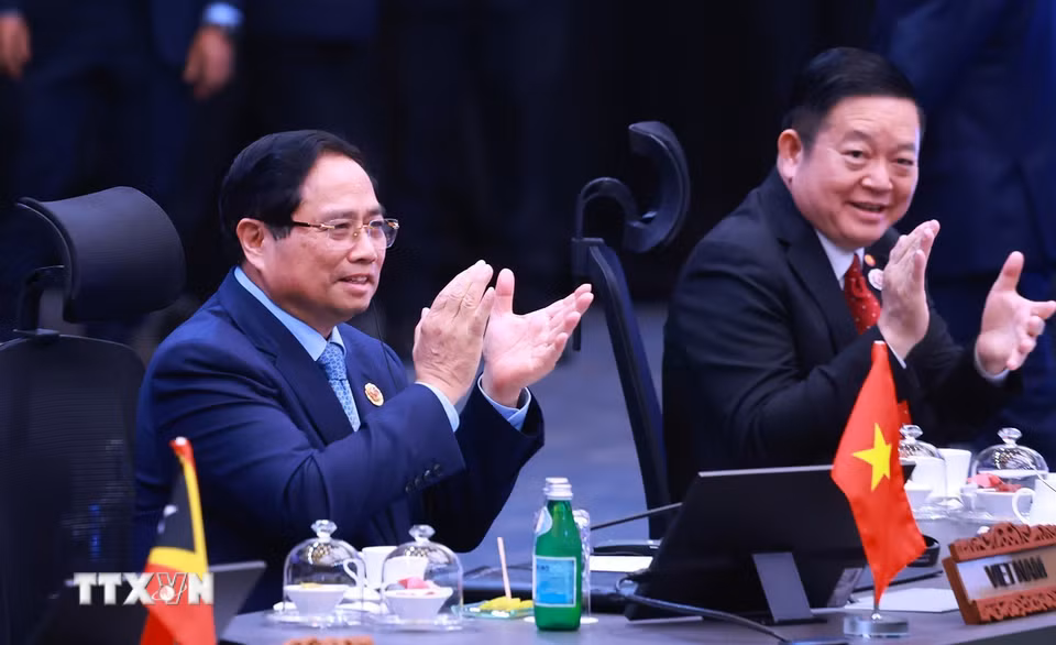 Thủ tướng Phạm Minh Chính tham dự và phát biểu tại Hội nghị Cấp cao ASEAN-Nhật Bản lần thứ 28. (Ảnh: Dương Giang/TTXVN)