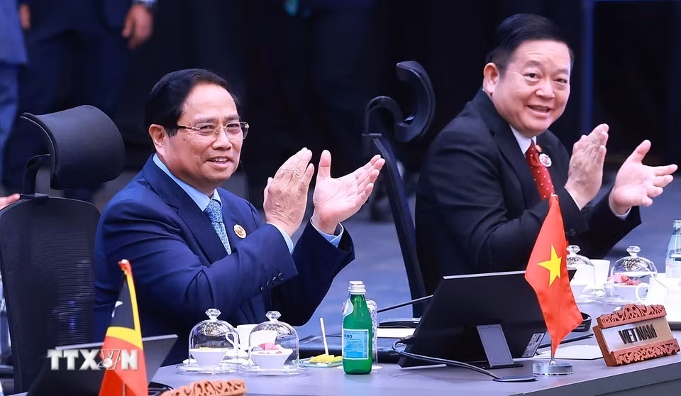 Thủ tướng Phạm Minh Chính tham dự và phát biểu tại Hội nghị Cấp cao ASEAN-Nhật Bản lần thứ 28. (Ảnh: Dương Giang/TTXVN)