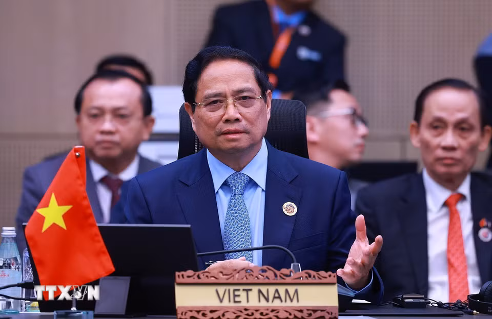 Thủ tướng Phạm Minh Chính tham dự và phát biểu tại Hội nghị Cấp cao ASEAN-Nhật Bản lần thứ 28. (Ảnh: Dương Giang/TTXVN)