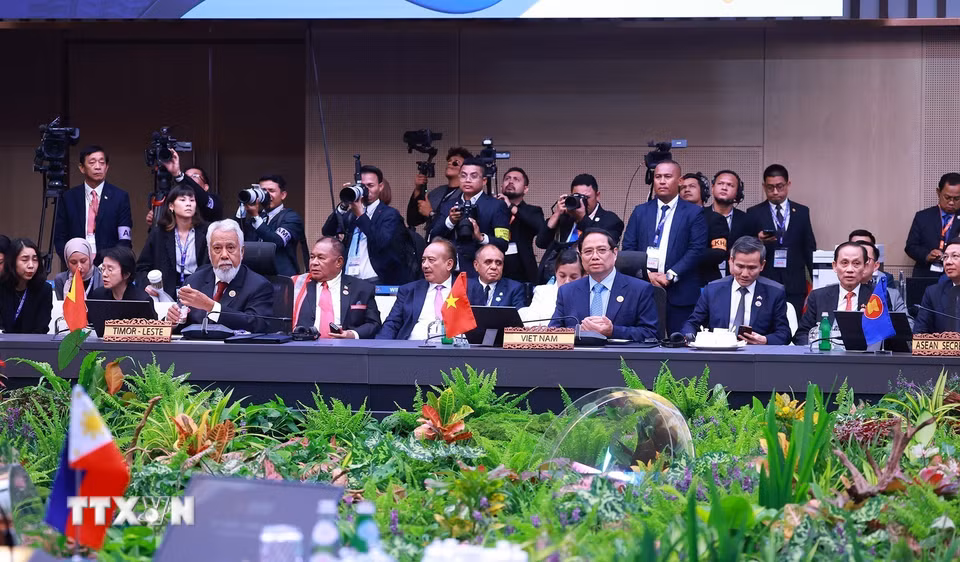 Thủ tướng Phạm Minh Chính tham dự và phát biểu tại Hội nghị Cấp cao ASEAN-Nhật Bản lần thứ 28. (Ảnh: Dương Giang/TTXVN)