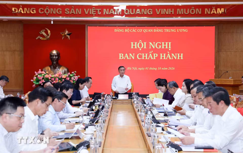 Thường trực Ban Bí thư Trần Cẩm Tú phát biểu chỉ đạo hội nghị. (Ảnh: Phương Hoa/TTXVN)
