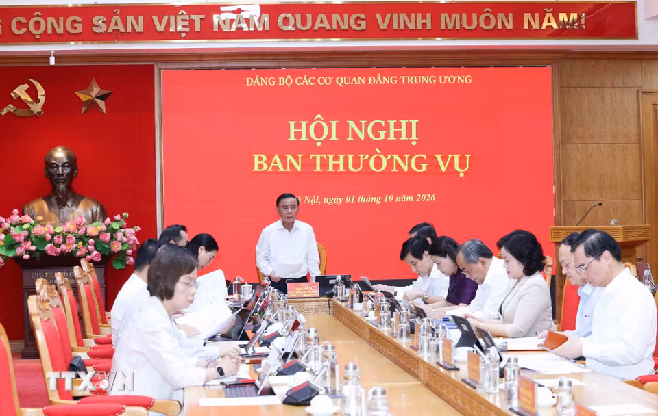 Thường trực Ban Bí thư Trần Cẩm Tú phát biểu chỉ đạo hội nghị. (Ảnh: Phương Hoa/TTXVN)