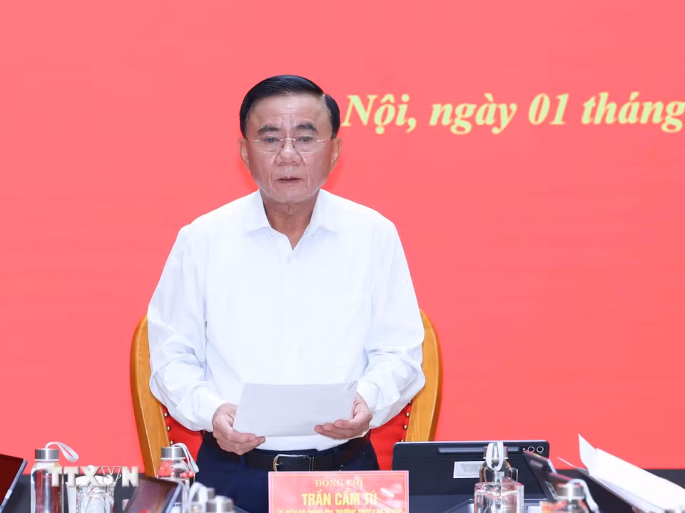 Thường trực Ban Bí thư Trần Cẩm Tú phát biểu chỉ đạo hội nghị. (Ảnh: Phương Hoa/TTXVN)