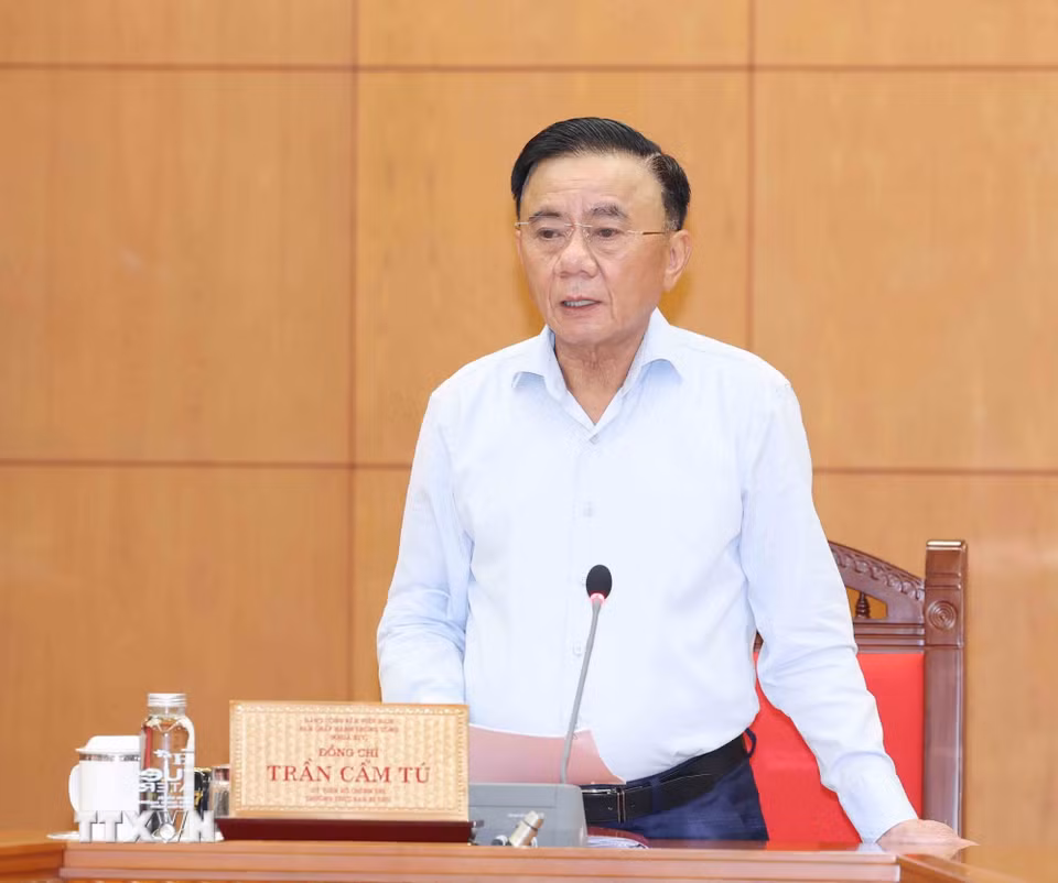 Đồng chí Trần Cẩm Tú, Ủy viên Bộ Chính trị, Thường trực Ban Bí thư, Trưởng Ban Chỉ đạo Trung ương phát biểu kết luận phiên họp. (Ảnh: Phương Hoa/TTXVN)