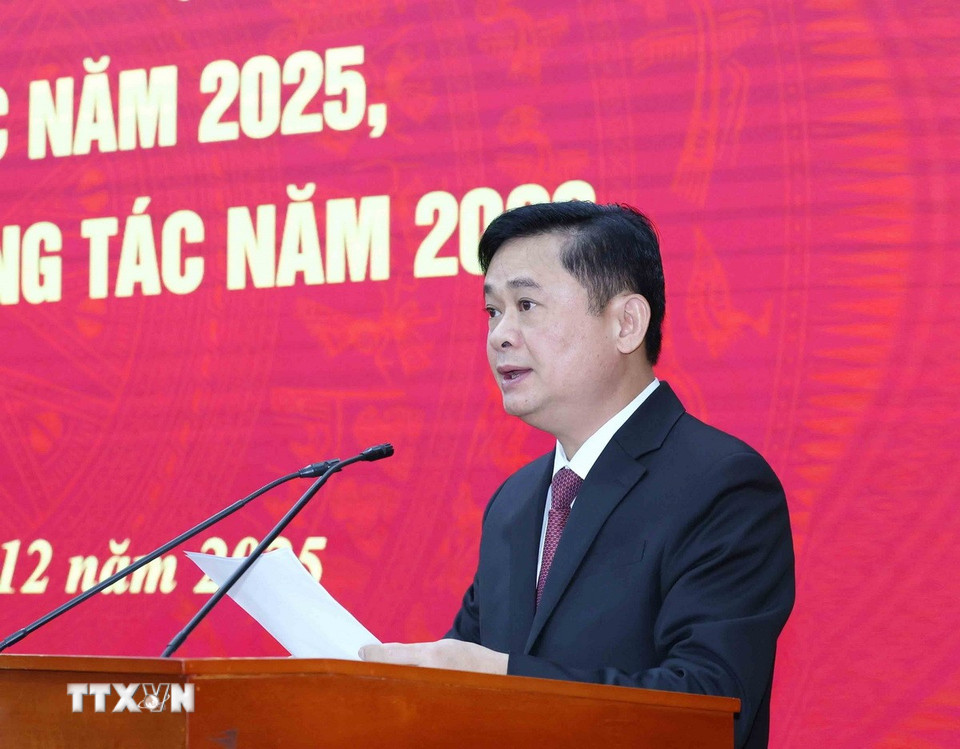 Ông Thái Thanh Quý, Ủy viên Trung ương Đảng, Phó Trưởng Ban Thường trực Ban Ban Chính sách, Chiến lược Trung ương, phát biểu tại hội nghị. (Ảnh: Phương Hoa/TTXVN)