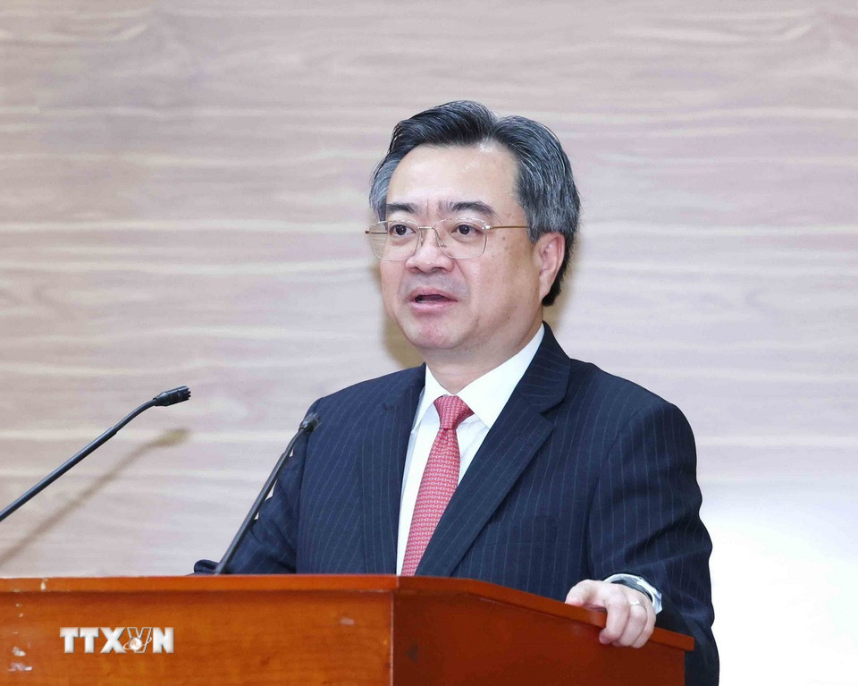 Ông Nguyễn Thanh Nghị, Ủy viên Trung ương Đảng, Trưởng Ban Chính sách, Chiến lược Trung ương, phát biểu tại hội nghị. (Ảnh: Phương Hoa/TTXVN)