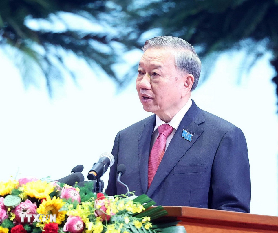 Tổng Bí thư Tô Lâm phát biểu chỉ đạo Đại hội đại biểu Đảng bộ thành phố Hà Nội lần thứ XVIII. (Ảnh: Thống Nhất/TTXVN)