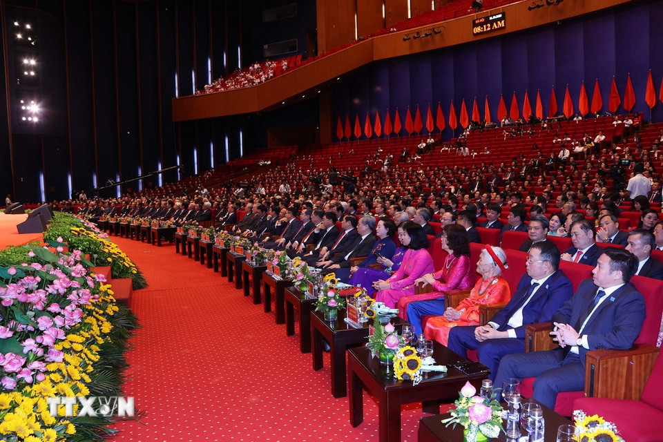 Các đại biểu dự Đại hội đại biểu Đảng bộ thành phố Hà Nội lần thứ XVIII, nhiệm kỳ 2025-2030. (Ảnh: Văn Điệp/TTXVN)