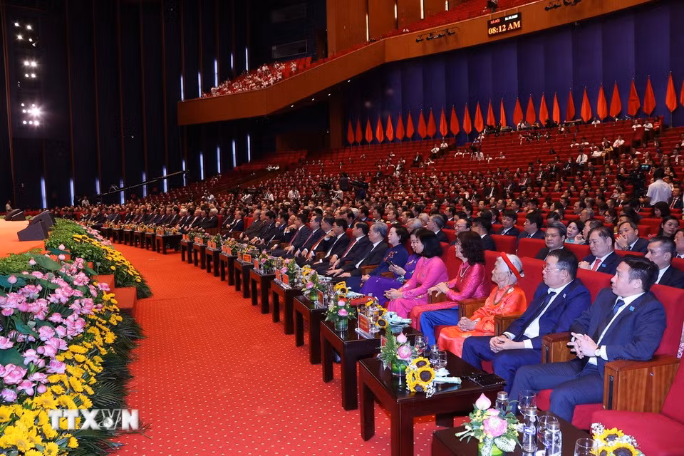 Các đại biểu dự Đại hội đại biểu Đảng bộ thành phố Hà Nội lần thứ XVIII, nhiệm kỳ 2025-2030. (Ảnh: Văn Điệp/TTXVN)