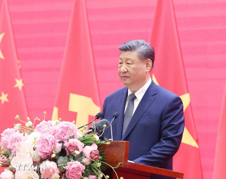 Tổng Bí thư, Chủ tịch nước Trung Quốc Tập Cận Bình phát biểu. (Ảnh: Thống Nhất/TTXVN)