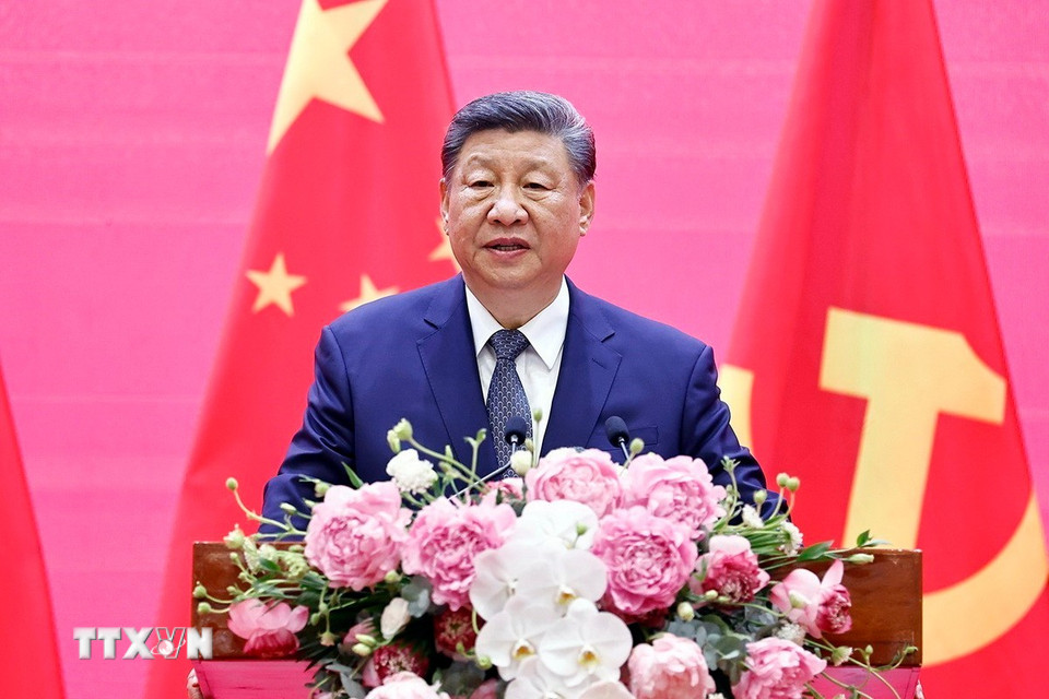 中共中央总书记、中国国家主席习近平致辞。（图：越通社）