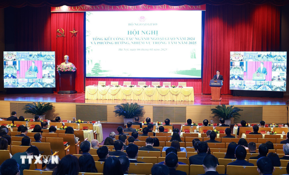 Hội nghị tổng triển khai nhiệm vụ ngành ngoại giao. (Ảnh: Dương Giang/TTXVN)