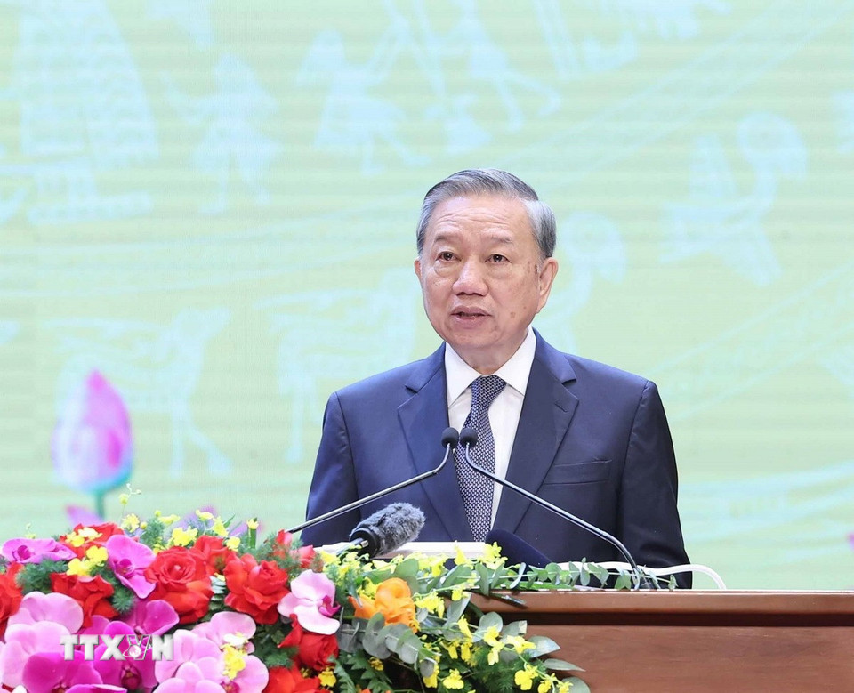 Tổng Bí thư Tô Lâm phát biểu. (Ảnh: Thống Nhất/TTXVN)