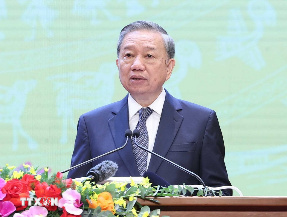 Tổng Bí thư Tô Lâm phát biểu. (Ảnh: Thống Nhất/TTXVN)