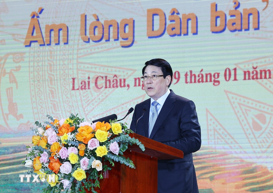 Chủ tịch nước Lương Cường phát biểu. (Ảnh: Lâm Khánh/TTXVN)