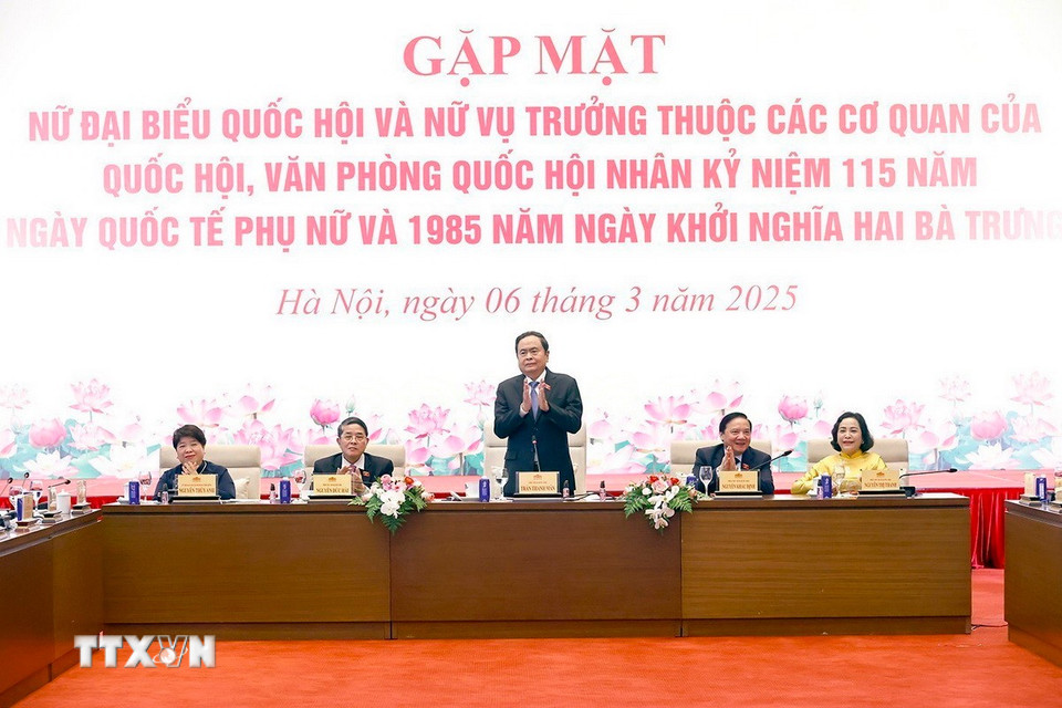 Chủ tịch Quốc hội Trần Thanh Mẫn phát biểu. (Ảnh: Doãn Tấn/TTXVN)