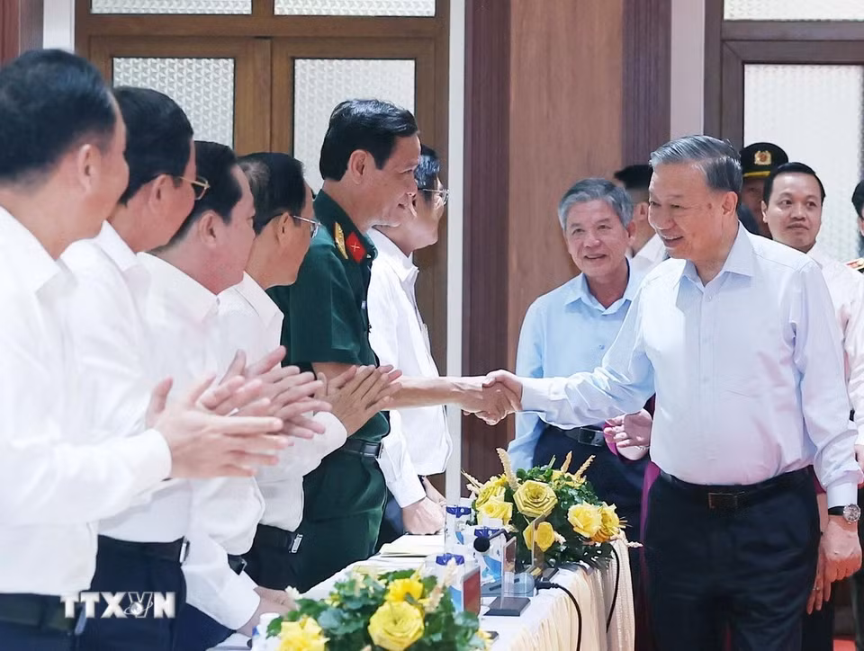 Tổng Bí thư Tô Lâm và các đại biểu. (Ảnh: Thống Nhất/TTXVN)