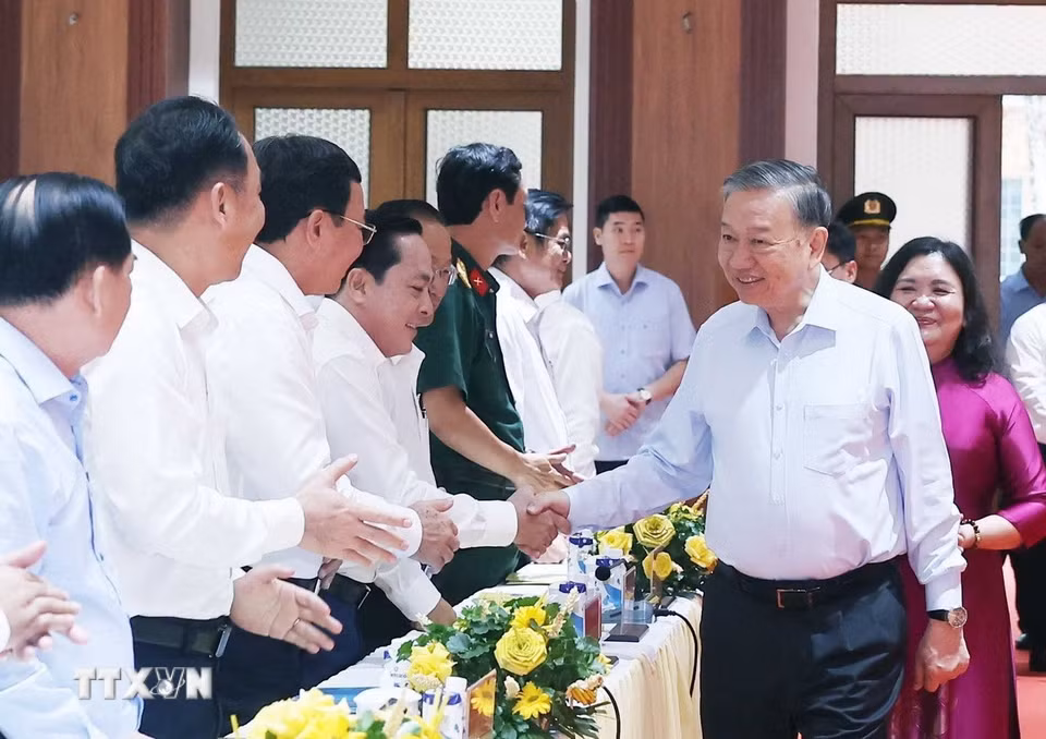 Tổng Bí thư Tô Lâm và các đại biểu. (Ảnh: Thống Nhất/TTXVN)