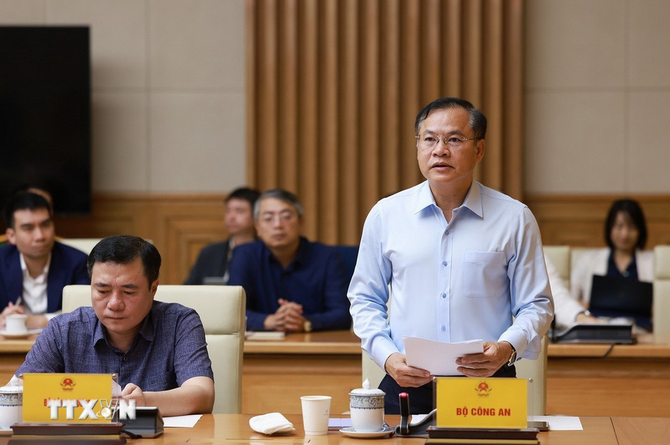 Thượng tướng Nguyễn Văn Long, Thứ trưởng Bộ Công an phát biểu. (Ảnh: Dương Giang/TTXVN)