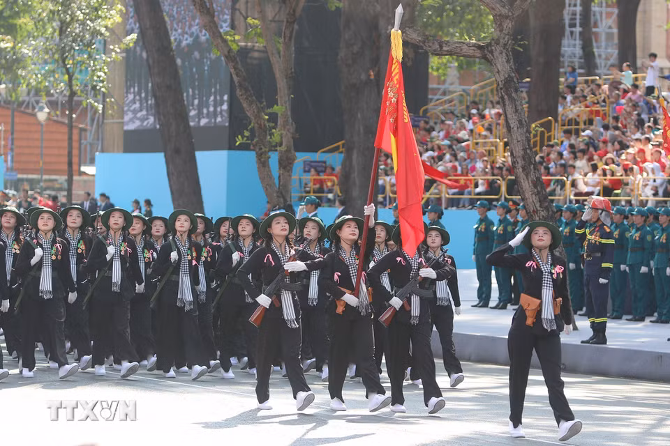 Các lực lượng tham gia Tổng duyệt. (Ảnh: Thanh Vũ/TTXVN)
