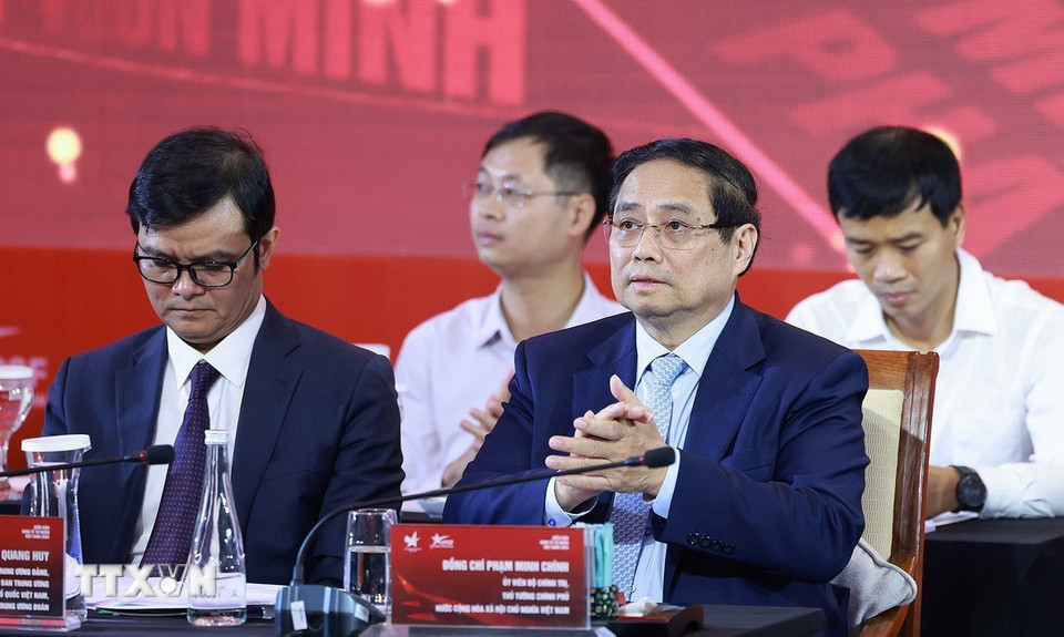 Thủ tướng Phạm Minh Chính dự Phiên đối thoại cấp cao Diễn đàn Kinh tế tư nhân Việt Nam (VPSF) 2025. (Ảnh: Dương Giang/TTXVN)