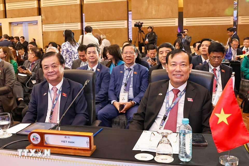 Đoàn Việt Nam dự Phiên toàn thể thứ nhất, Đại hội đồng liên Nghị viện các nước ASEAN lần thứ 46 (AIPA-46). (Ảnh: Doãn Tấn/TTXVN)