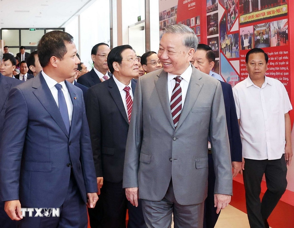 Tổng Bí thư Tô Lâm đến dự buổi lễ. (Ảnh: Thống Nhất/TTXVN)