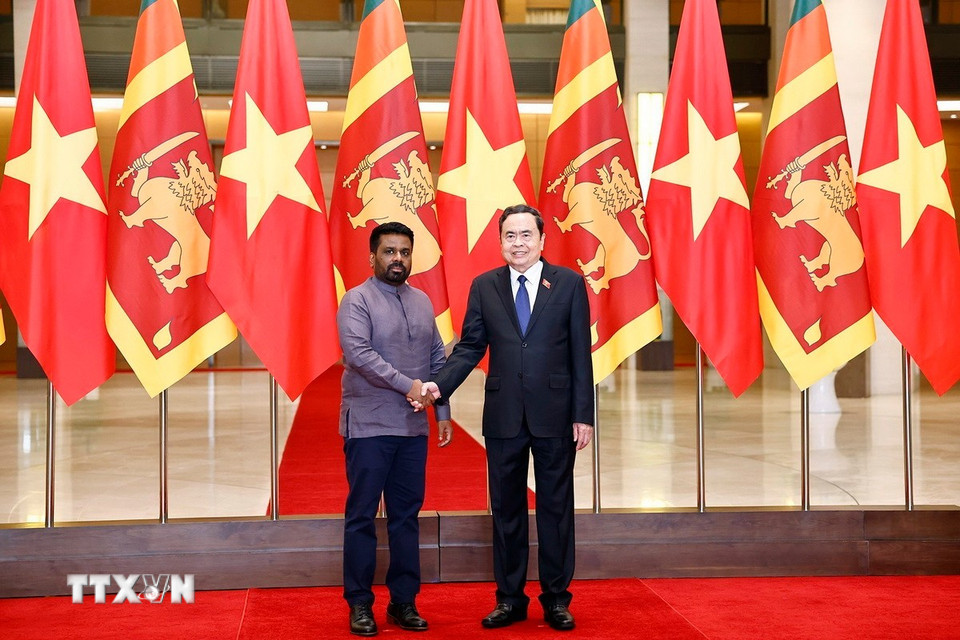 Chủ tịch Quốc hội Trần Thanh Mẫn hội kiến Tổng thống Sri Lanka Anura Kumara Dissanayaka. (Ảnh: Doãn Tấn/TTXVN)