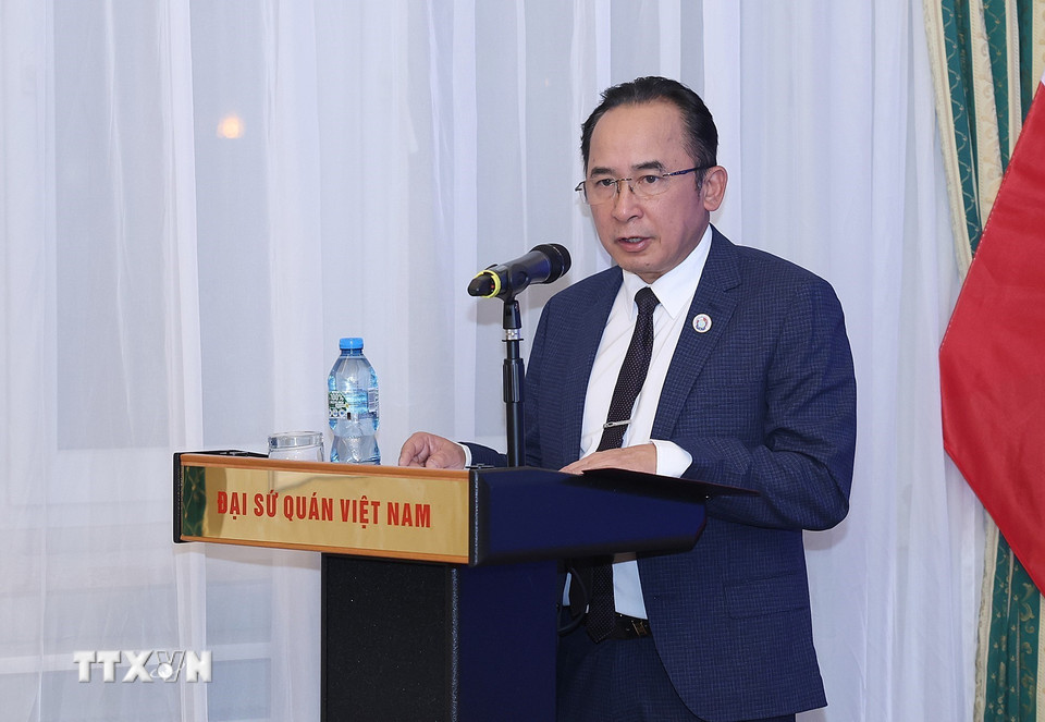 Đại diện cộng đồng người Việt Nam tại Cộng hòa Ba Lan Hà phát biểu. (Ảnh: Dương Giang/TTXVN)