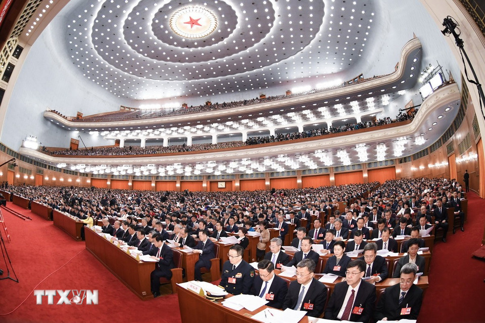 Toàn cảnh lễ khai mạc Kỳ họp thứ ba Đại hội Đại biểu Nhân dân Toàn quốc Trung Quốc khóa XIV tại Bắc Kinh. (Ảnh: THX/TTXVN)