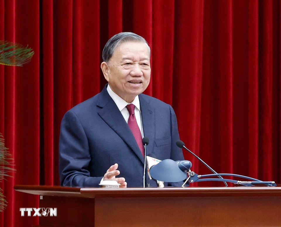 Tổng Bí thư Tô Lâm phát biểu. (Ảnh: Thống Nhất/TTXVN)