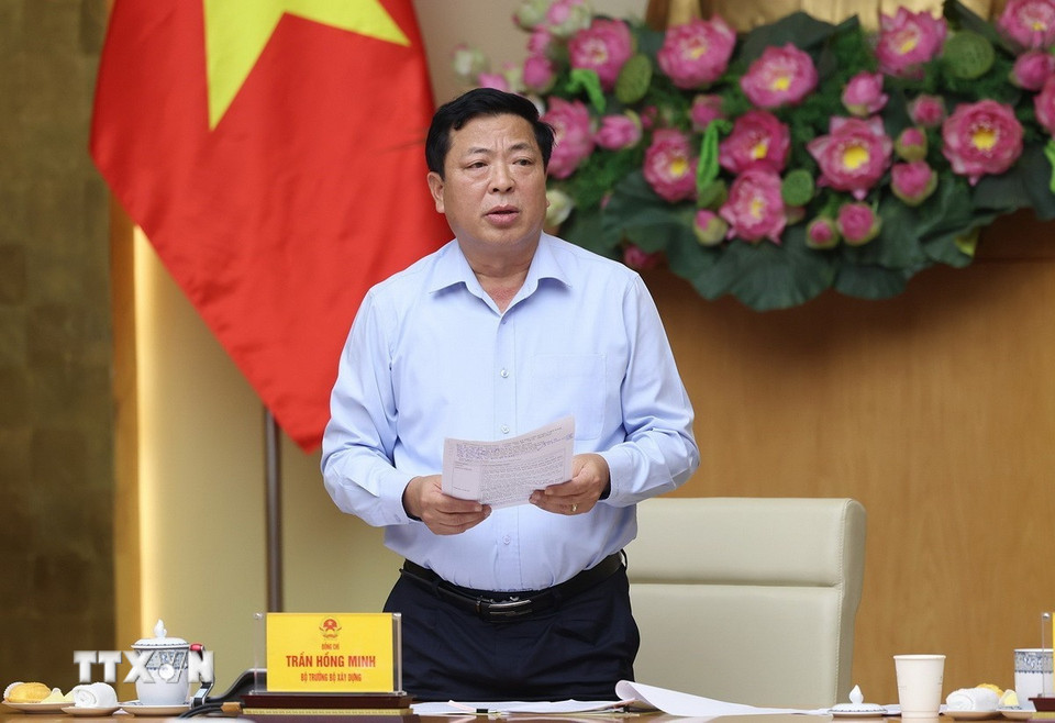 Bộ trưởng Bộ Xây dựng Trần Hồng Minh phát biểu. (Ảnh: Dương Giang/TTXVN)