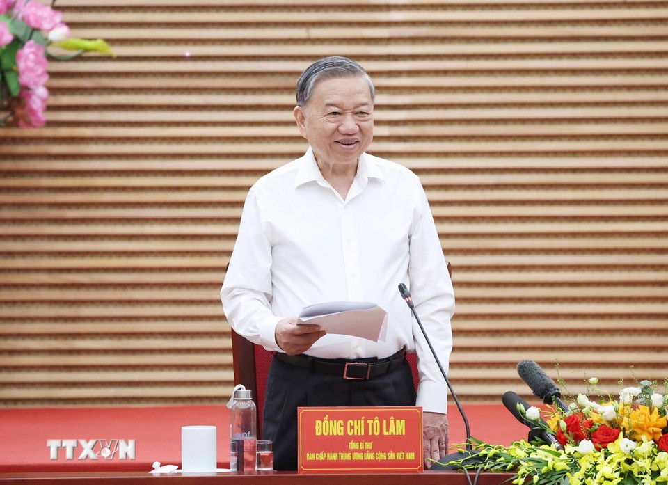 Tổng Bí thư Tô Lâm phát biểu. (Ảnh: Thống Nhất/TTXVN)