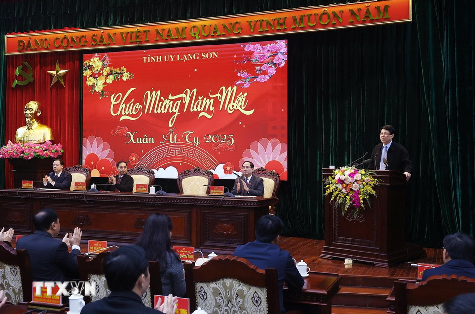 Chủ tịch nước Lương Cường phát biểu chỉ đạo. (Ảnh: Lâm Khánh/TTXVN)