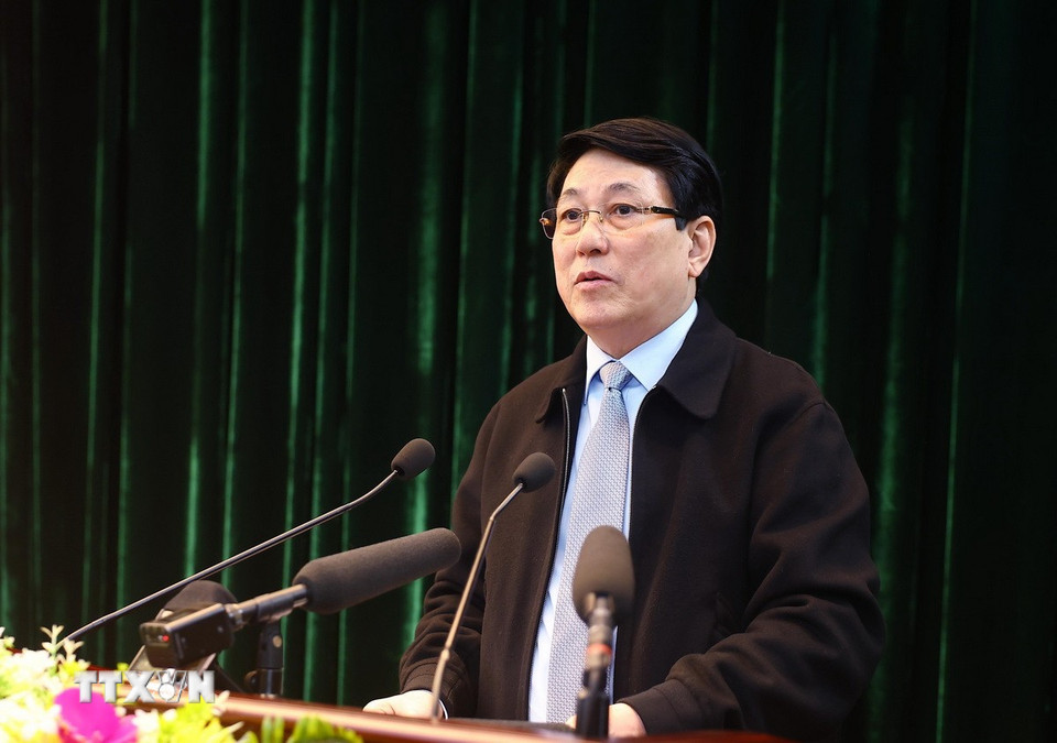 Chủ tịch nước Lương Cường phát biểu chỉ đạo. (Ảnh: Lâm Khánh/TTXVN)