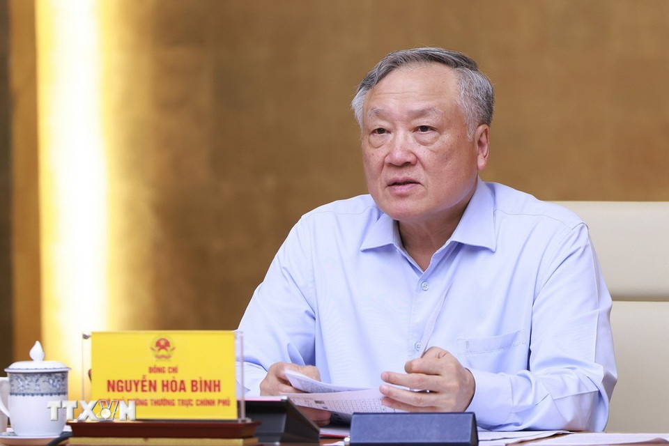 Phó Thủ tướng Thường trực Nguyễn Hòa Bình phát biểu. (Ảnh: Dương Giang/TTXVN)