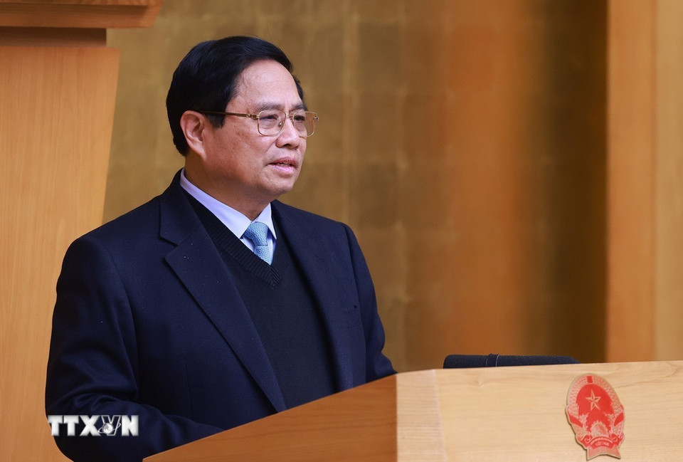 Thủ tướng Phạm Minh Chính chủ trì Phiên họp Chính phủ thường kỳ tháng 1/2025. (Ảnh: Dương Giang/TTXVN)