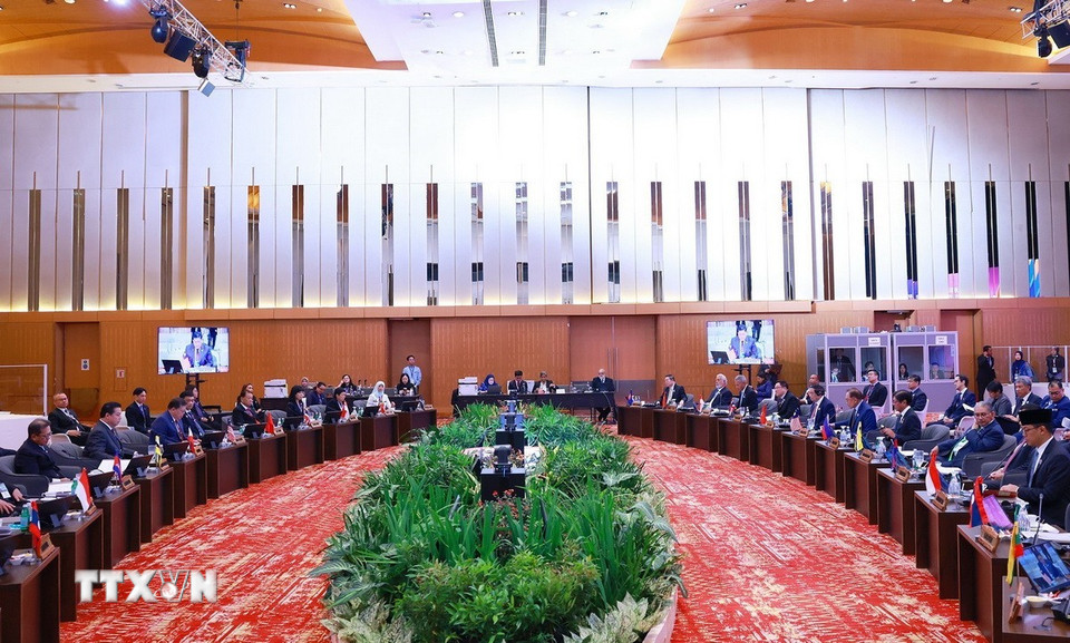 Phiên Đối thoại của lãnh đạo ASEAN với đại diện Hội đồng liên Nghị viện ASEAN (AIPA). (Ảnh: Dương Giang/TTXVN)