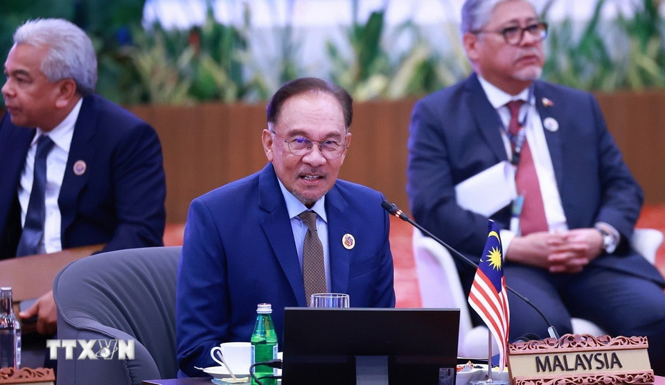 Thủ tướng Malaysia Anwar Ibrahim phát biểu. (Ảnh: Dương Giang/TTXVN)