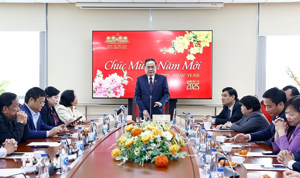 Chủ tịch Quốc hội Trần Thanh Mẫn phát biểu tại buổi làm việc với Ủy ban Văn hóa, Giáo dục và Ủy ban Xã hội của Quốc hội. (Ảnh: Doãn Tấn/TTXVN)