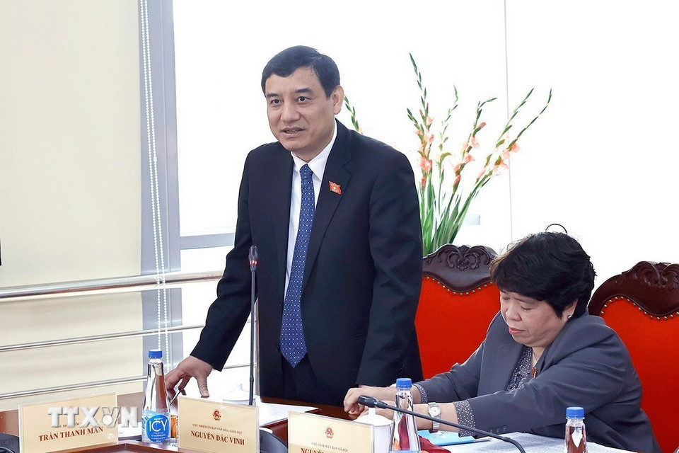 Chủ nhiệm Ủy ban Văn hóa, Giáo dục của Quốc hội Nguyễn Đắc Vinh phát biểu. (Ảnh: Doãn Tấn/TTXVN)