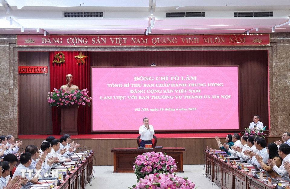 Tổng Bí thư Tô Lâm chủ trì buổi làm việc. (Ảnh: Thống Nhất/TTXVN)