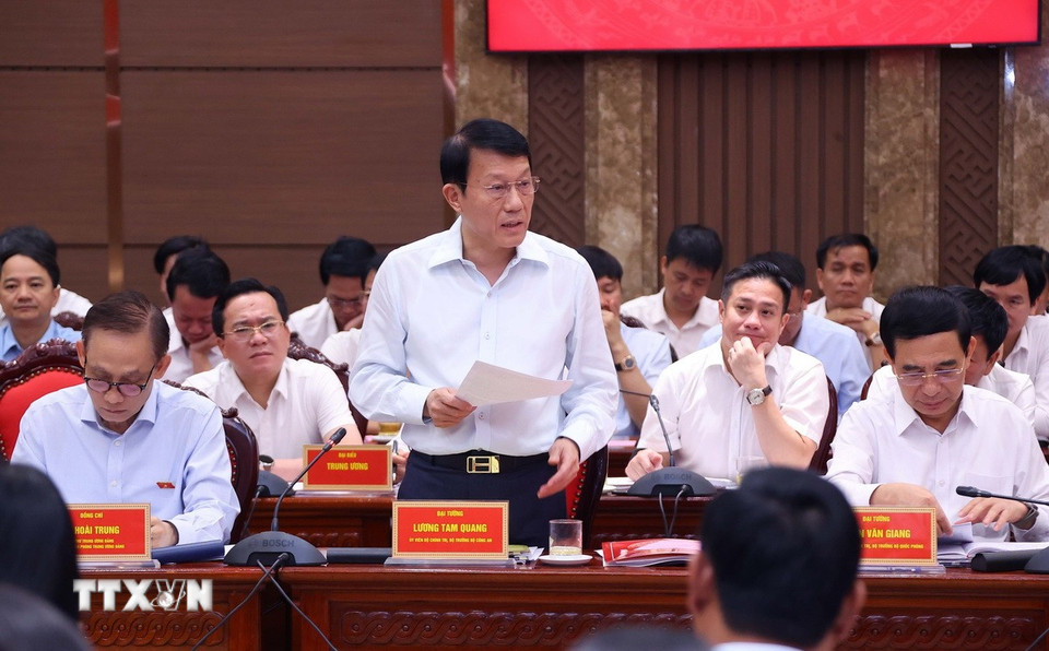 Đại tướng Lương Tam Quang, Bộ trưởng Bộ Công an phát biểu. (Ảnh: Văn Điệp/TTXVN)