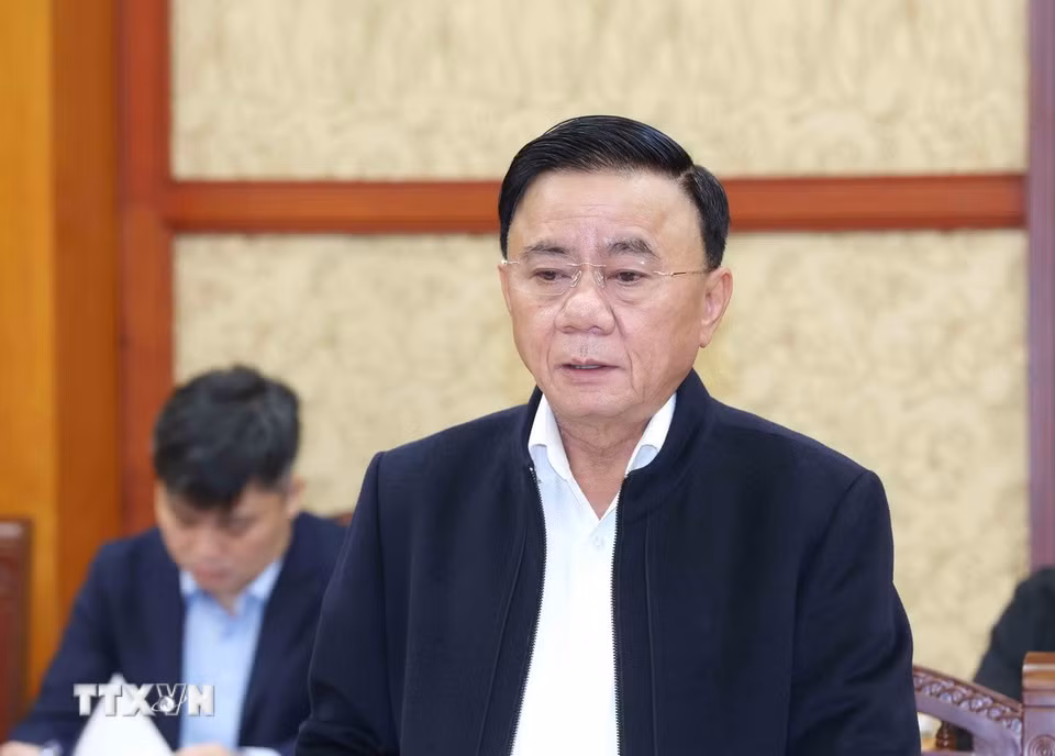 Ông Trần Cẩm Tú, Ủy viên Bộ Chính trị, Thường trực Ban Bí thư, phát biểu chỉ đạo. (Ảnh: Phương Hoa/TTXVN)