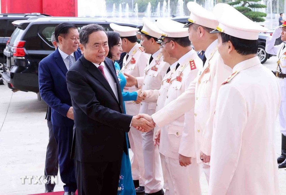 Chủ tịch Quốc hội Trần Thanh Mẫn tới dự buổi Lễ. (Ảnh: Phạm Kiên/TTXVN)