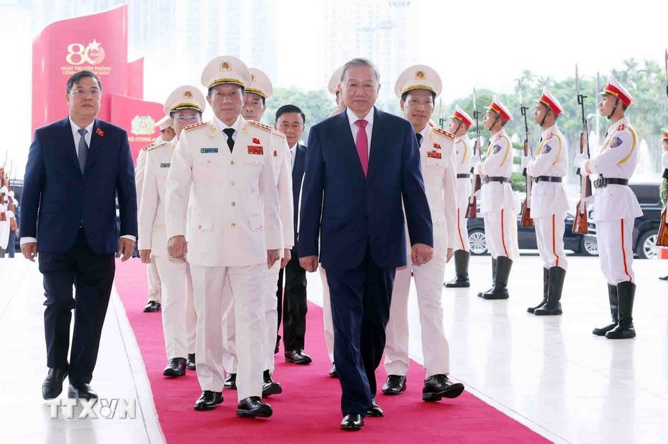 Tổng Bí thư Tô Lâm tới dự buổi lễ. (Ảnh: Phạm Kiên/TTXVN)