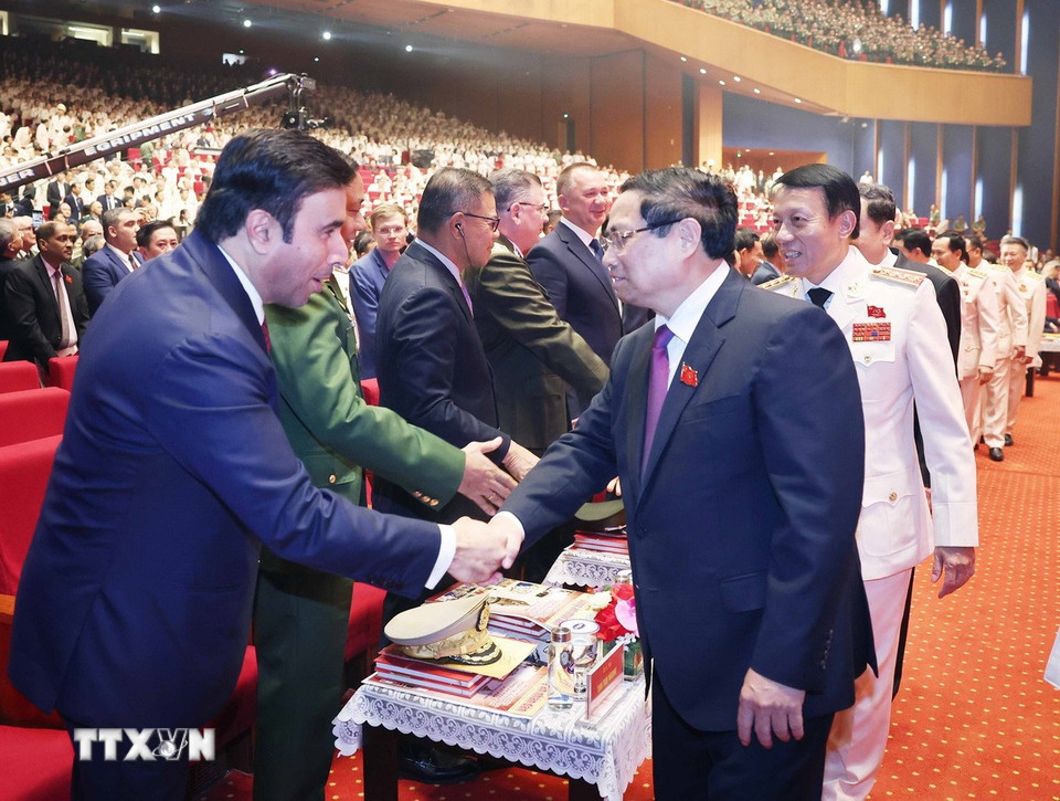 Thủ tướng Phạm Minh Chính dự buổi lễ. (Ảnh: Thống Nhất/TTXVN)