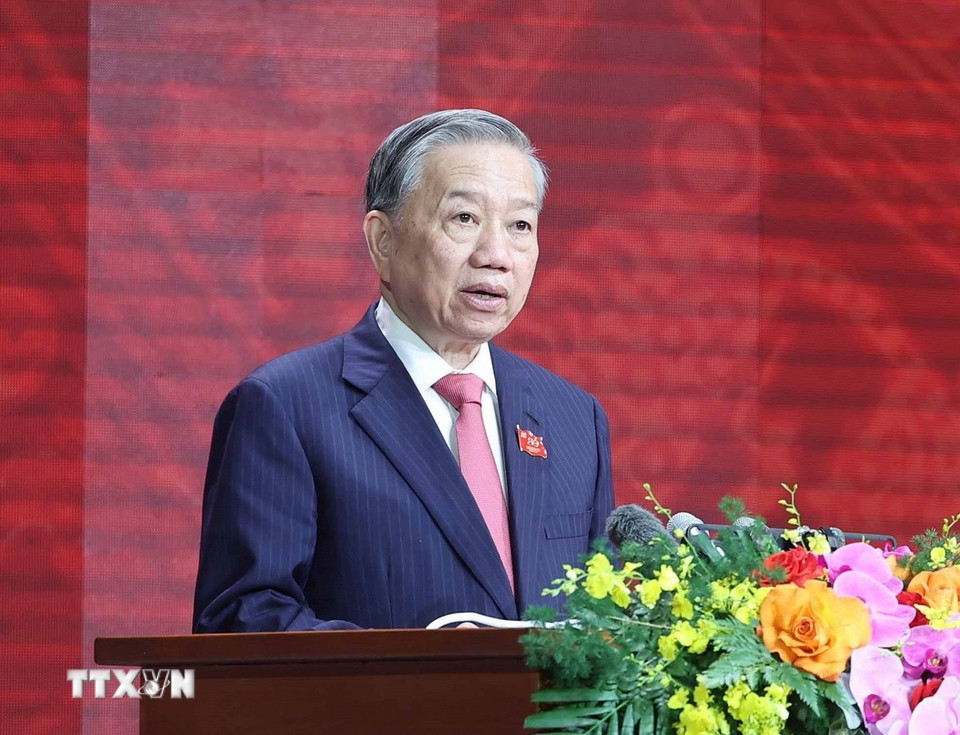Tổng Bí thư Tô Lâm phát biểu. (Ảnh: Thống Nhất/TTXVN)